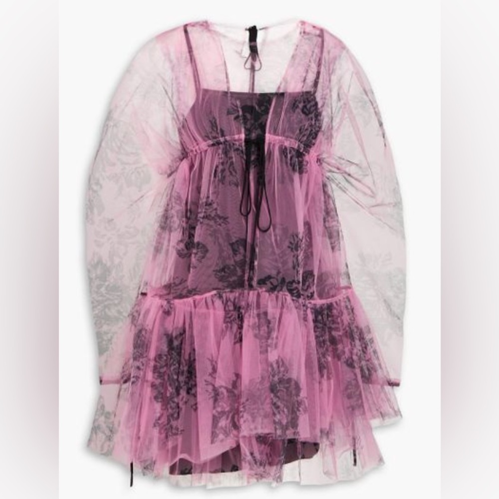 Philosophy di Lorenzo Serafini 🖤 Gathered Floral Pink - Tulle Mini Dress - Picture 2 of 5
